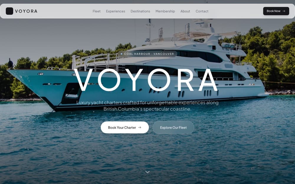 AURA Yacht Charters website